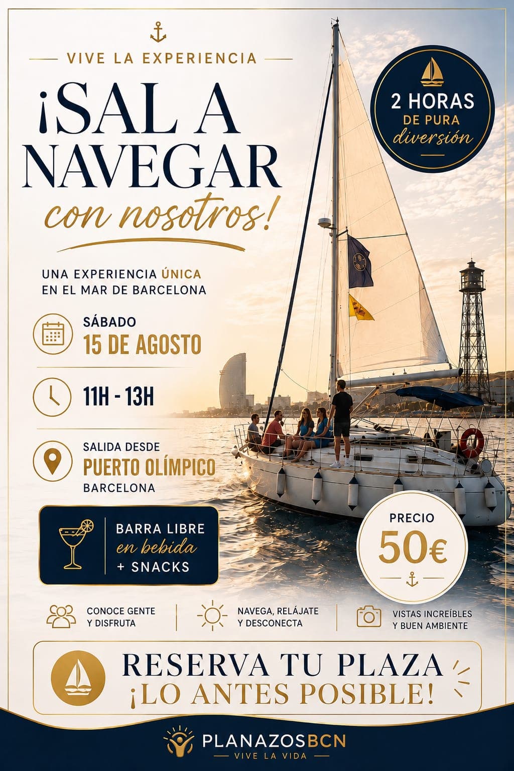 Salida en velero +vermuteo en alta mar